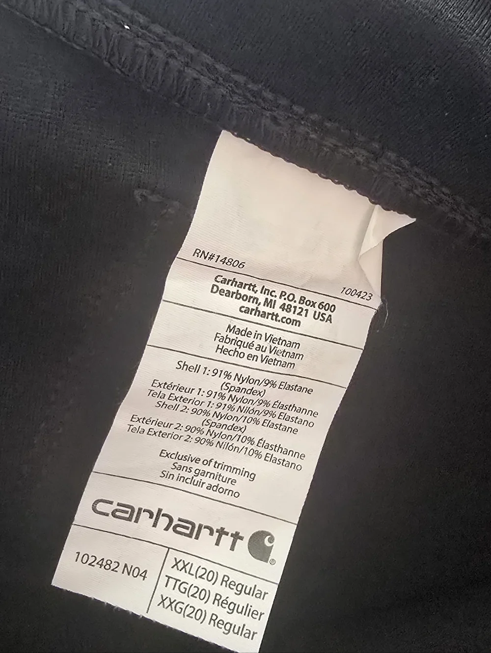 Carhartt force midweight reinforced pocket pull on work fitted leggings XXL